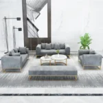 Modern Puffy Sectional Design Luxury Furniture Sofa Set (Grey)