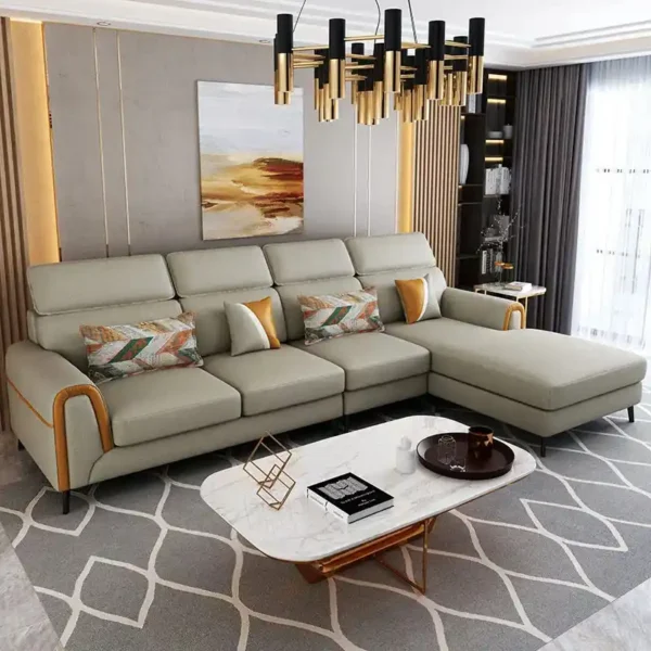 Luxury Furniture L Shape Sofa Set in Fabric