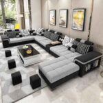 Black & White Living Room Sectional Furniture Set